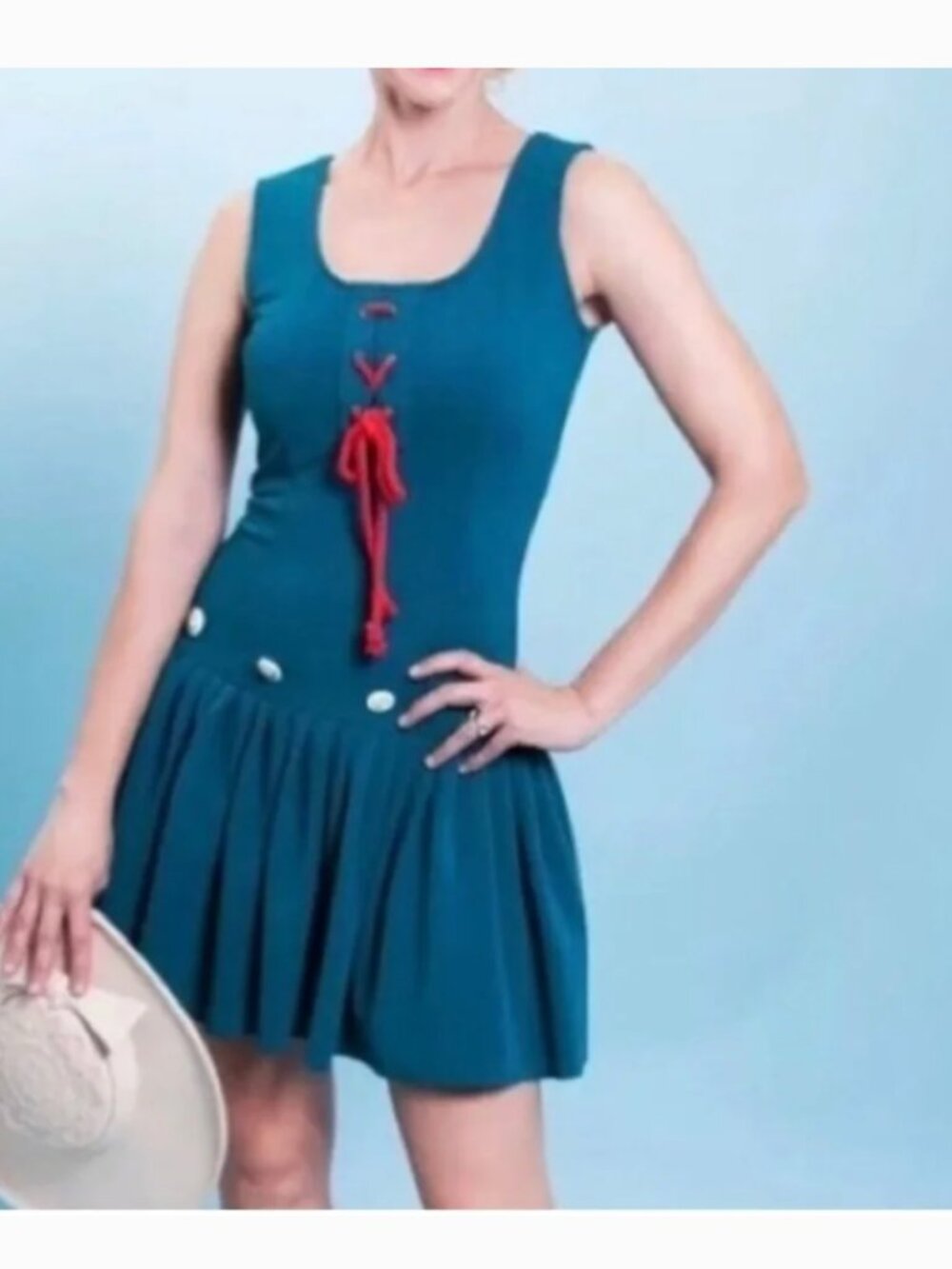 Tatyana Turquoise Sleeveless Sailor Dress Sz M